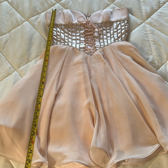 Vintage Niteline Blush Pink Fit & Flare Strapless Silk Mini Cocktail Dress Siz 2 - Picture 15 of 17